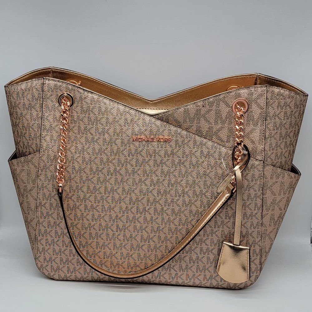 Michael Kors Jet Set Travel Large Chain Shoulder Tote Rose Gold